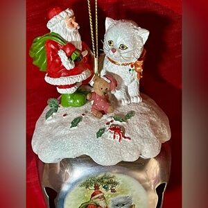 The Ashton-Drake Collection Brand New Cat & Santa Jingle Bell Ornament JG6